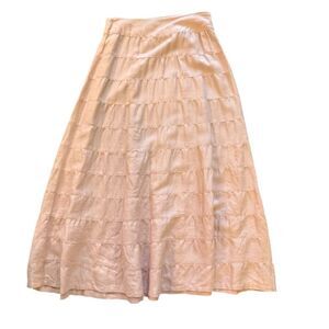 Vintage Y2K Womens Old Navy Tiered Linen Skirt Sz 4 Beachy Coastal Boho Peasant